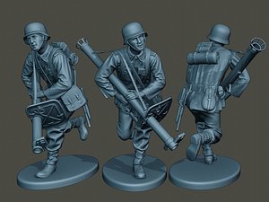 3D model german soldier ww2 run