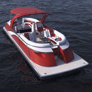 3D model Pontoon Boat Bennington Q LINE 2024 Red Rigged