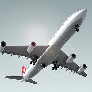 3d model airbus a340-300 plane turkish