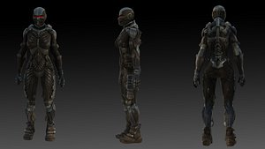 3D model Crysis Nanosuit Female Version3D Model High-Quality Rigged