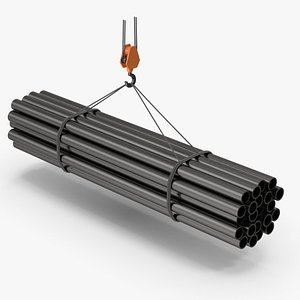 3D model Crane Hook And Iron Pipes