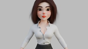 Office Woman in Office Dress 3D model