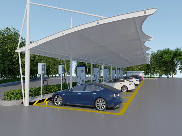 Parking shed Sunshade for parking lot charging station 3D - TurboSquid ...