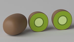 Cartoon Kiwi Fruit and Slice 1 3D