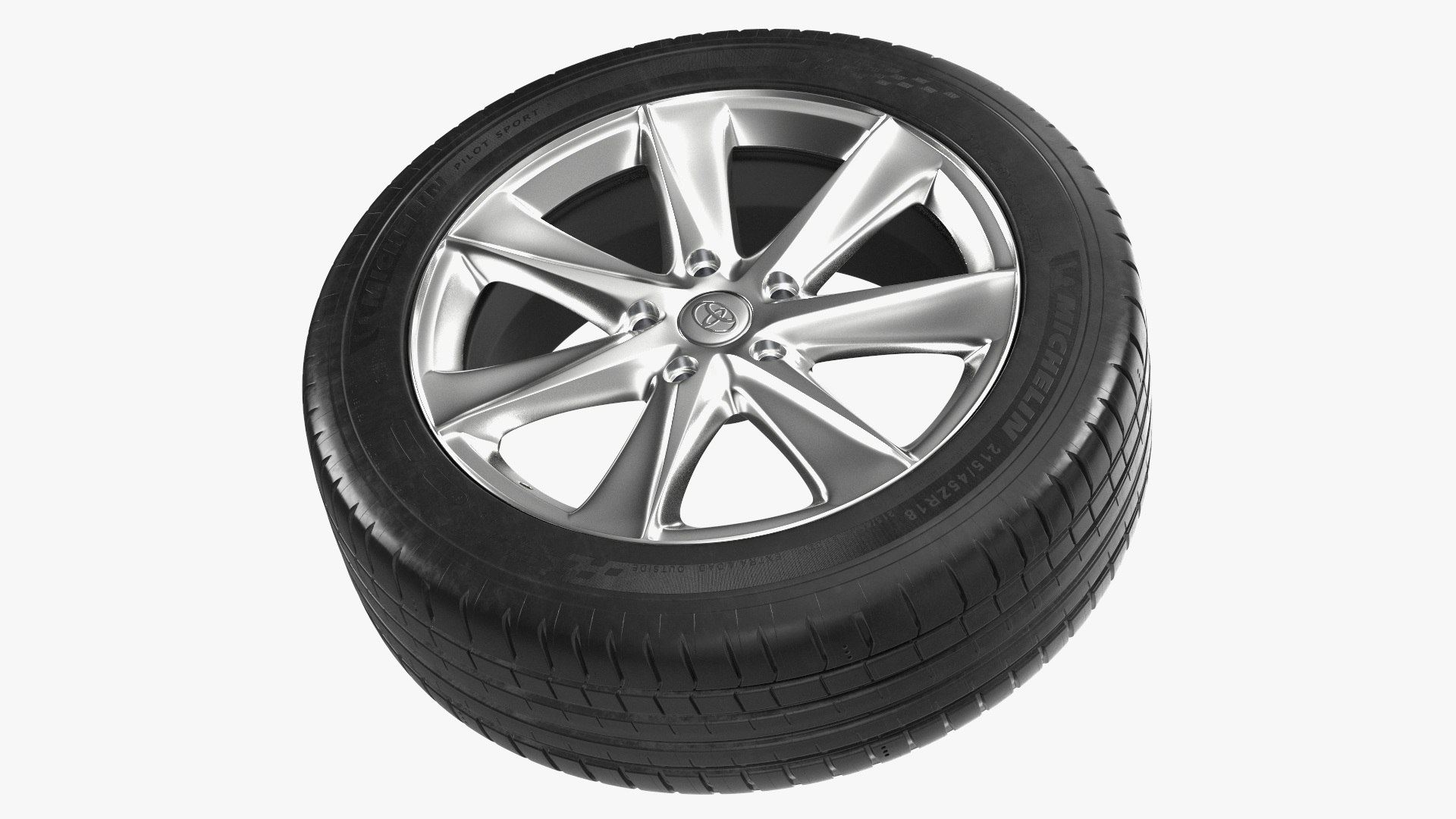 Toyota Silver Car Wheel Rim Carrying Michelin Tire 3D model preview