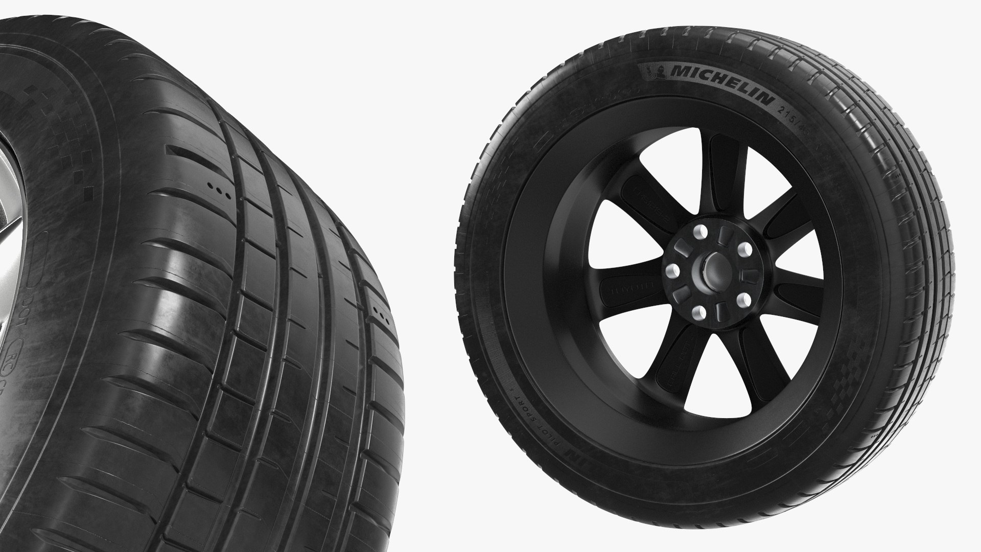 Toyota Silver Car Wheel Rim Carrying Michelin Tire 3D Model