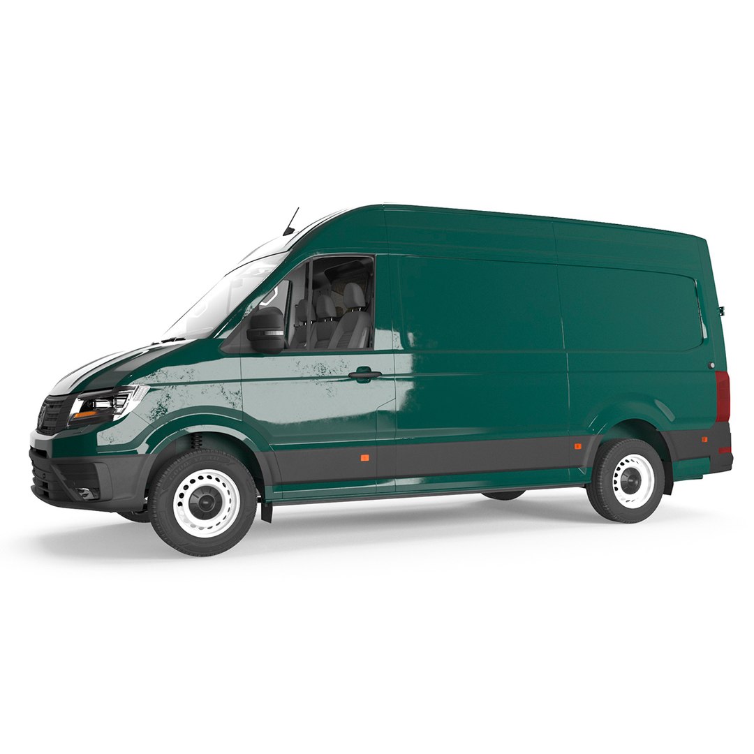Volkswagen Crafter Van 2024 Green Color Rigged for Cinema 4D 3D model preview