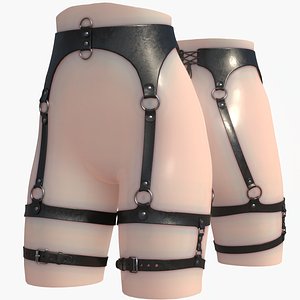 BDSM Leather Hips Belt Portupeya Harness model