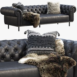 Joybird Bree Leather sofa black and brown