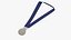 3D model Olympic Games Silver Award Medal Blue Ribbon
