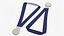 3D model Olympic Games Silver Award Medal Blue Ribbon