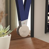 Olympic Games Silver Award Medal Blue Ribbon