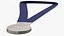 3D model Olympic Games Silver Award Medal Blue Ribbon