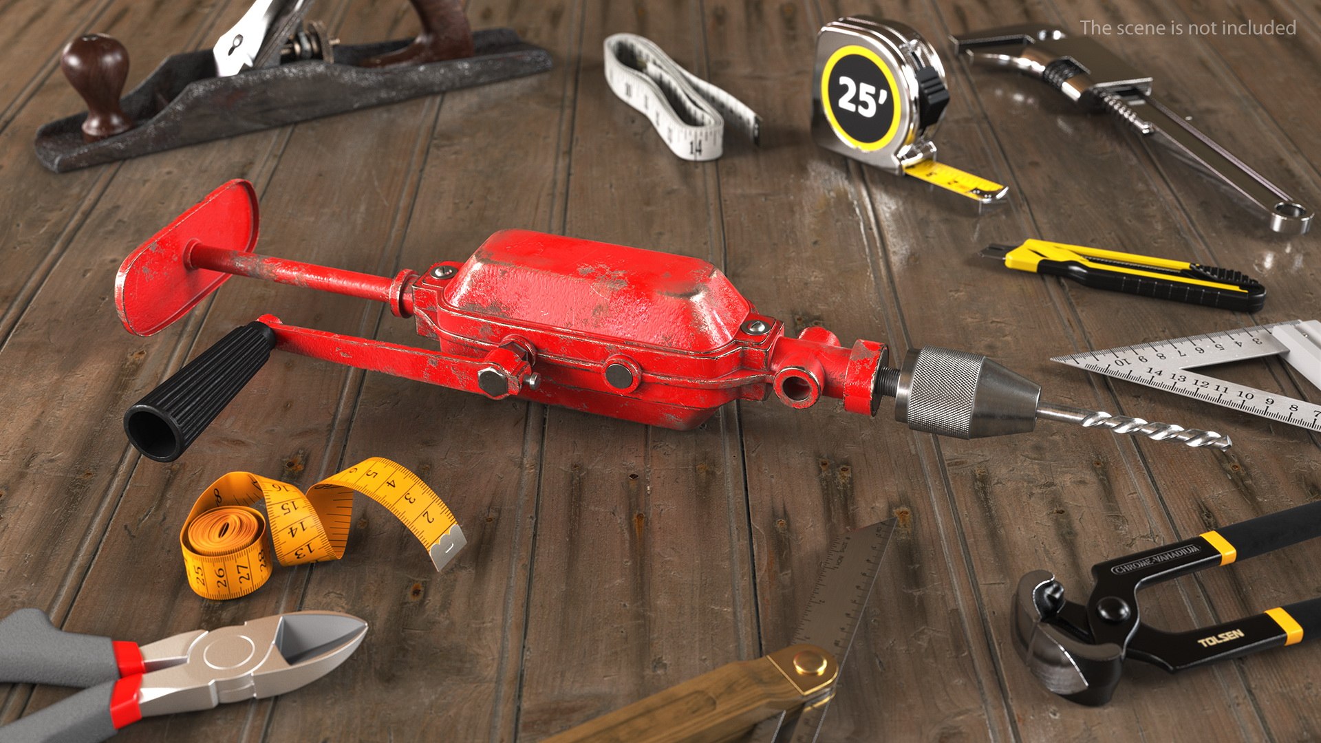 Breast Drill Machine Used Rigged 3D model preview