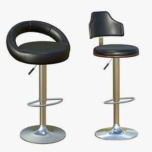Stool Chair Modern Black Leather 3D