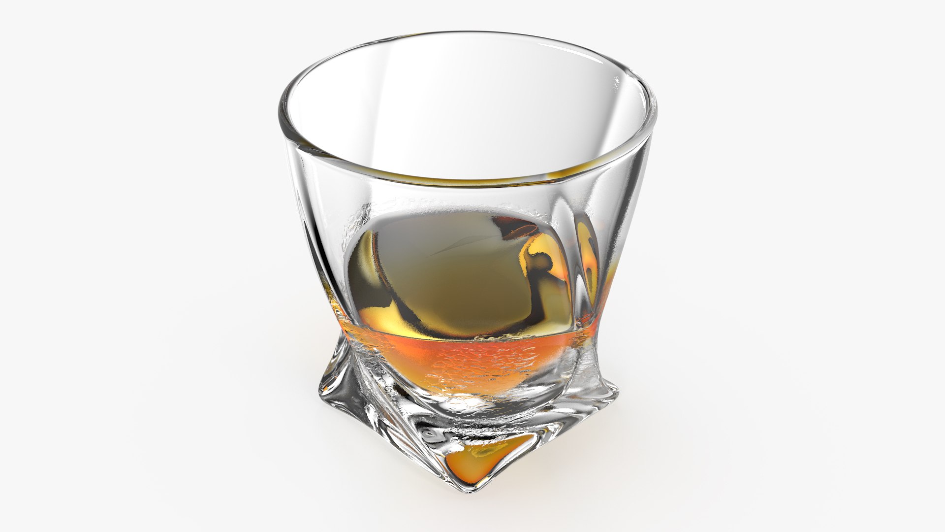 Twisted Rocks Misted Glass With Whiskey 3D model preview
