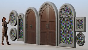 Medieval windows and doors 3D model