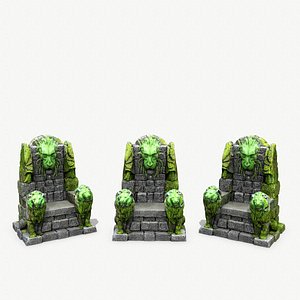Lion Stone Throne 4 3D model