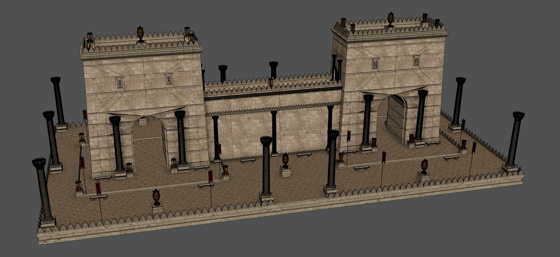 Wall Gate Towers Model - TurboSquid 2295145