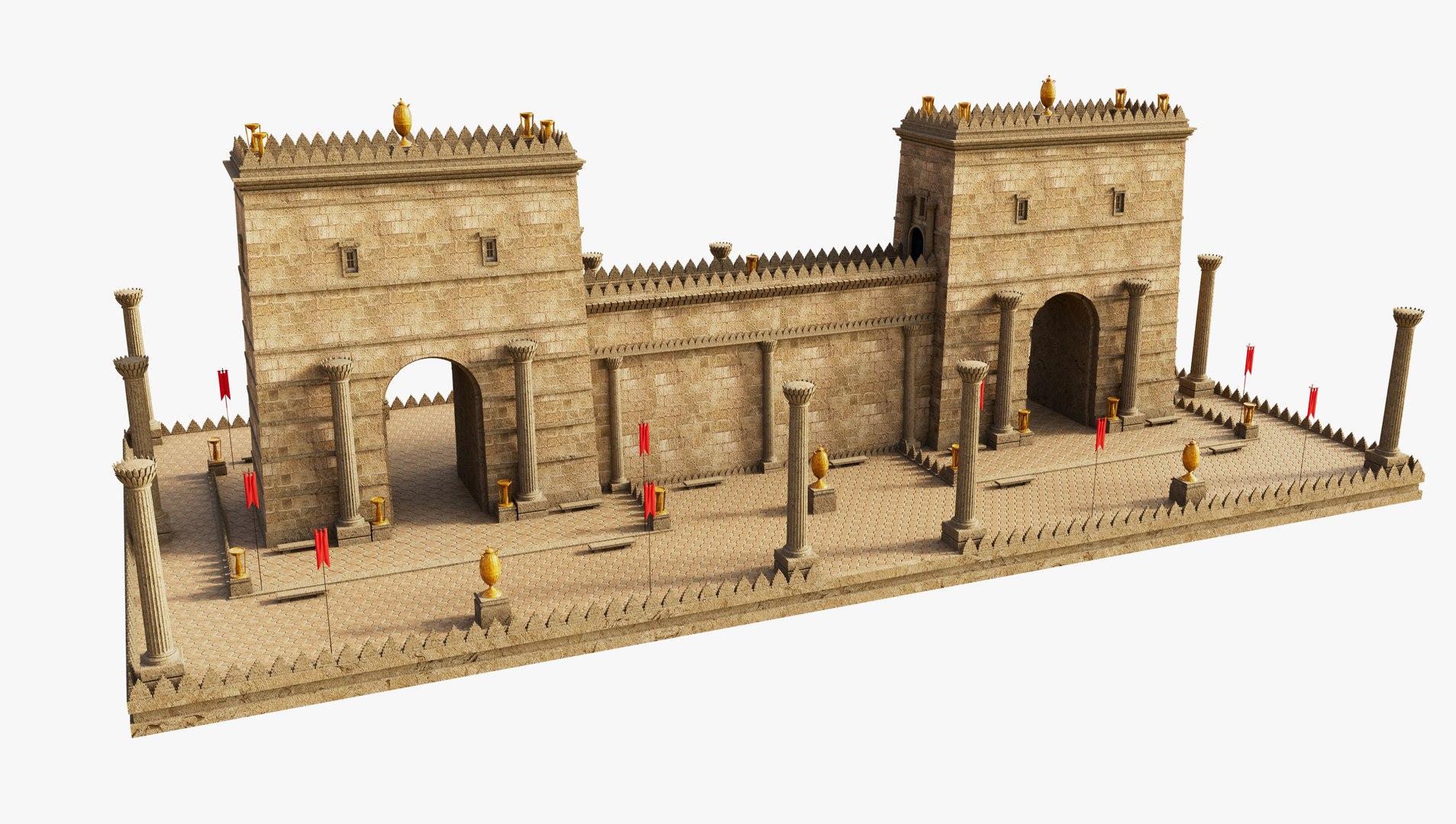 Wall Gate Towers Model - TurboSquid 2295145