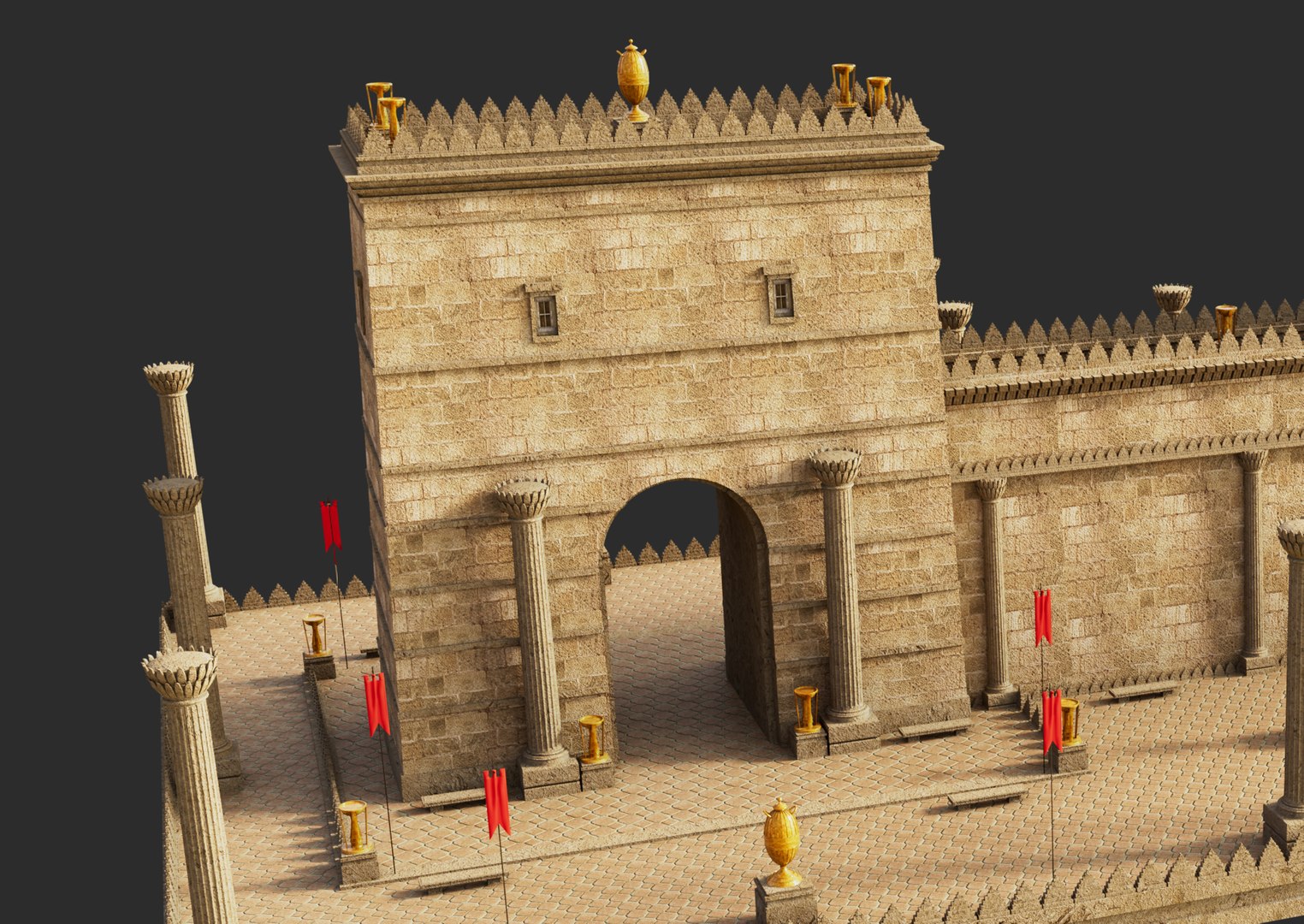 Wall Gate Towers Model - TurboSquid 2295145
