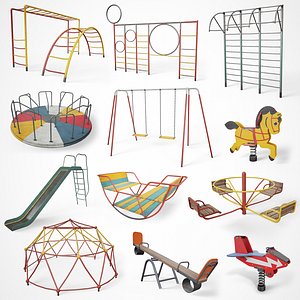 Collection of 15 Painted Playground Items model