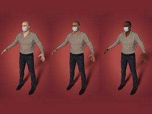Casual Man With Face Mask - 3 Skin Textures