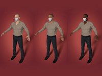 Casual Man With Face Mask - 3 Skin Textures