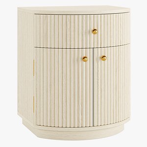 3D Cameo Curved Whitewashed Wood Nightstand with Drawer model