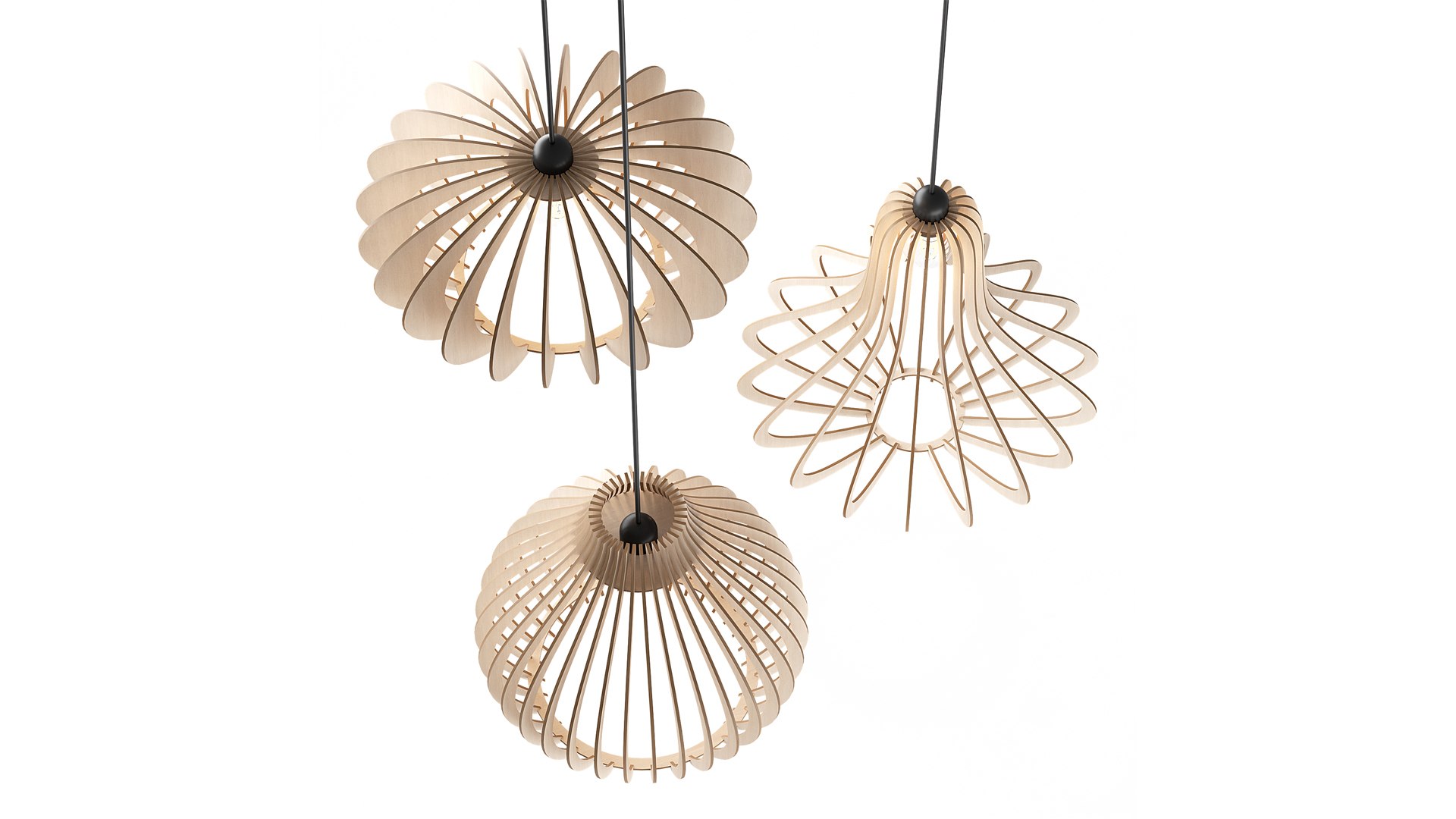 Modern Wooden Pendant Lamps Model - TurboSquid 2358827