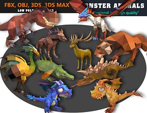 Low Poly Prehistoric Animal Cartoon Collection - Animated