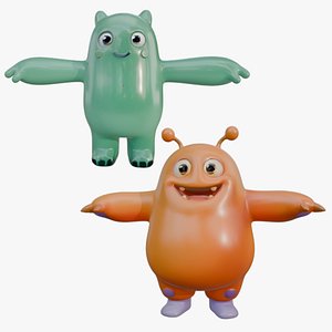 3D model 2 Cute Monster 3D Character Pack Bundle