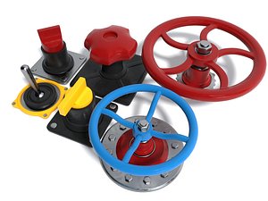 3D Industrial Valve Wheels and Control Switches Asset Pack