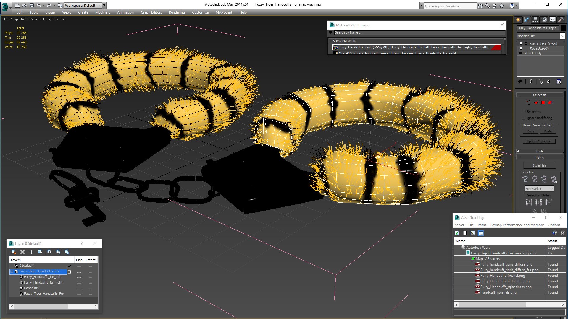 Tiger Handcuffs Fur Hand 3D Model - TurboSquid 1699087