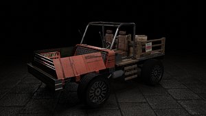 3D Old Rusted Mini Wagon Asset model