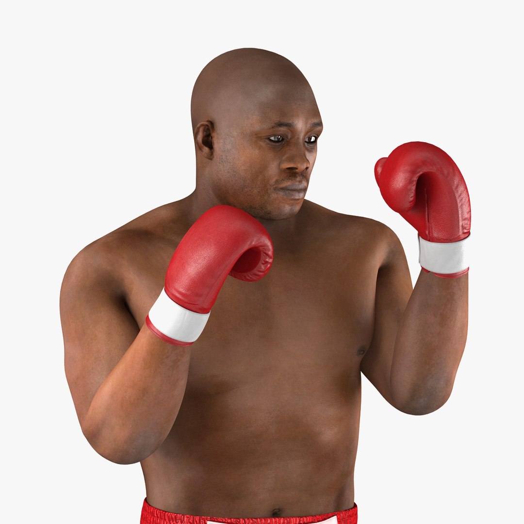 African American Boxer 2 Red Suit Pose 2 3D Model 3D model preview