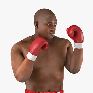 African American Boxer 2 Red Suit Pose 2 3D Model
