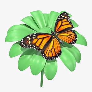 3D monarch butterfly takes swinging