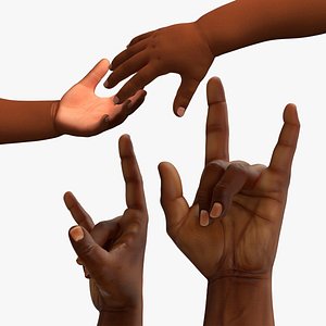 Afro American Man and Baby Hands Rigged for Maya Collection 3D model