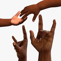 Afro American Man and Baby Hands Rigged for Maya Collection