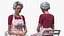 Cocinero Estilo Anciana Asiática Sentada