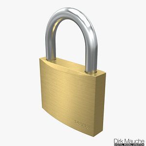 3D brass padlock