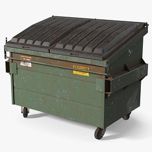 Dirty Commercial Trash Dumpster Green