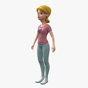 cartoon woman character 3D model