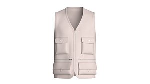 3D Men Zip Up Vest With Cargo Pockets