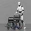 Humanoid Robot Pushing Wheelchair Animated Rigged For Maya model