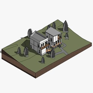 3D model Two houses - Revit model
