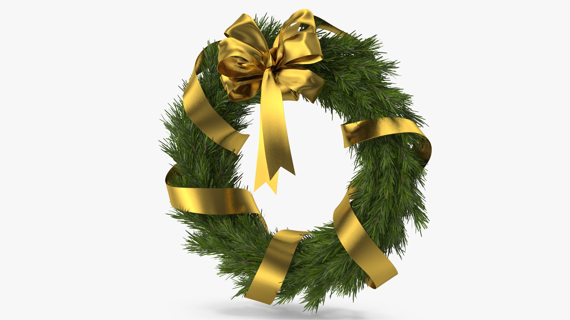 Christmas Wreath With Gold Bow And Ribbon 3D - TurboSquid 1790191