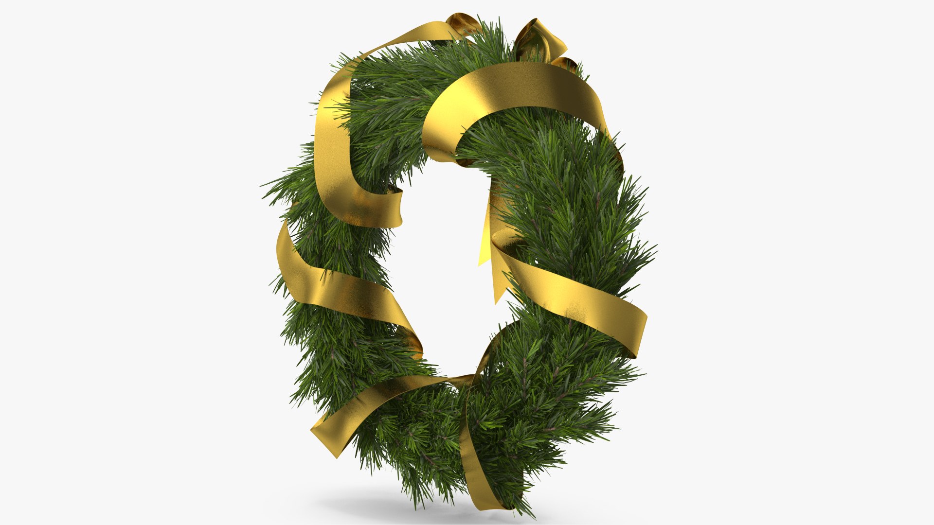 Christmas Wreath With Gold Bow And Ribbon 3D - TurboSquid 1790191