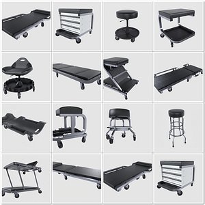 3D 14 in 1 Garage Creepers And Seats Equipment Pack